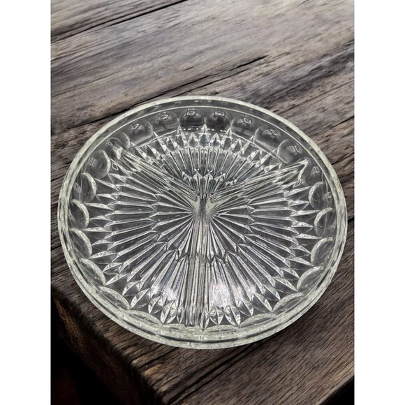 Vintage MCM Divided Crystal Divided Plate / Condiment Tray 9" Boho - Picture 2 of 7